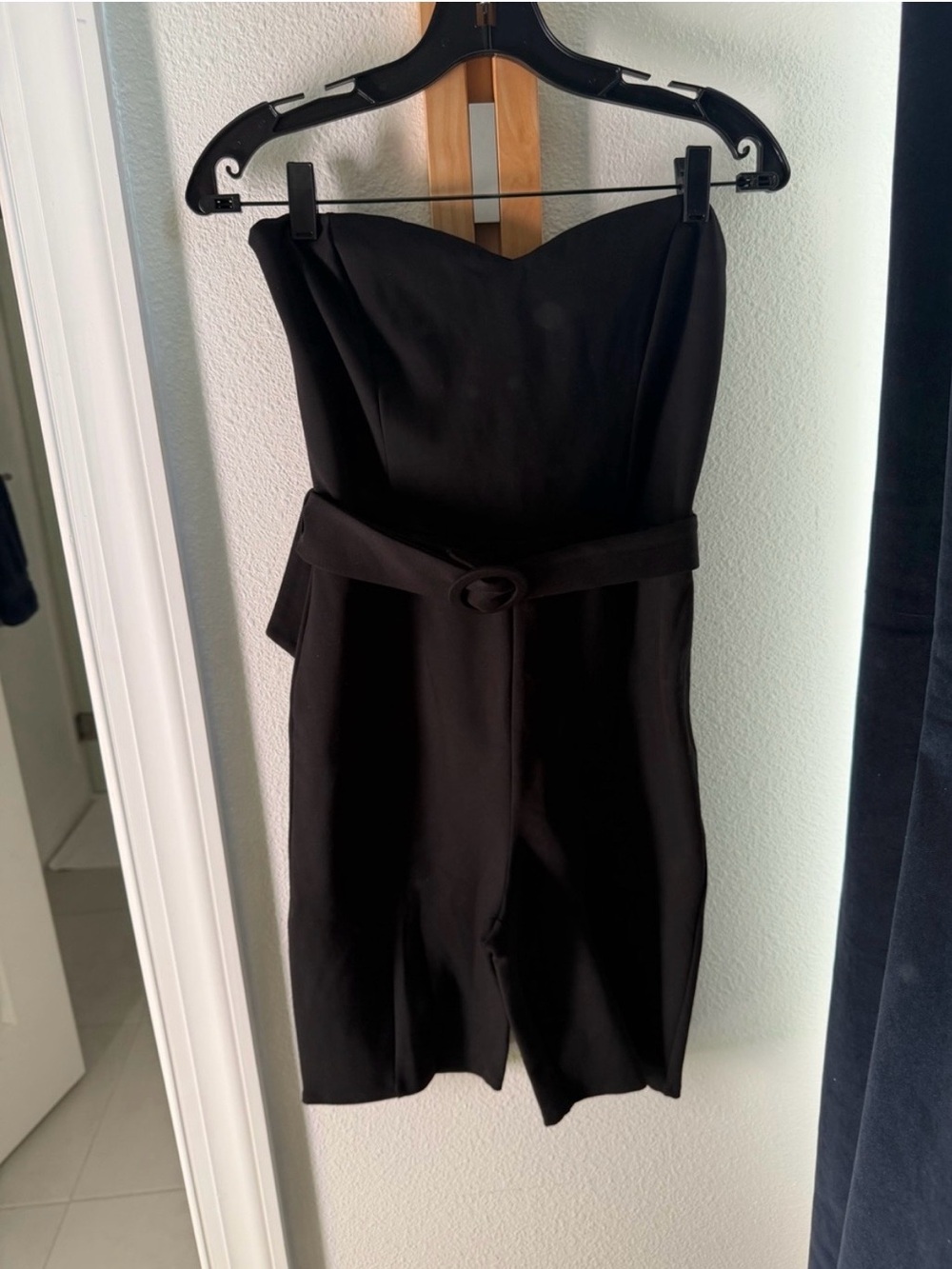 Strapless Black Belted Romper